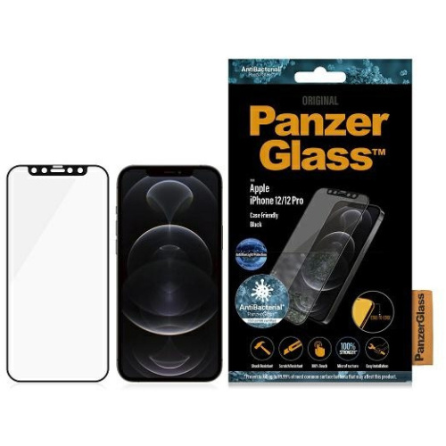 Hurtownia PanzerGlass - 5711724027239 - PZG137 - Szkło hartowane PanzerGlass E2E Anti-Bluelight Apple iPhone 12/12 Pro Case Friendly AntiBacterial Microfracture czarny/black - B2B homescreen