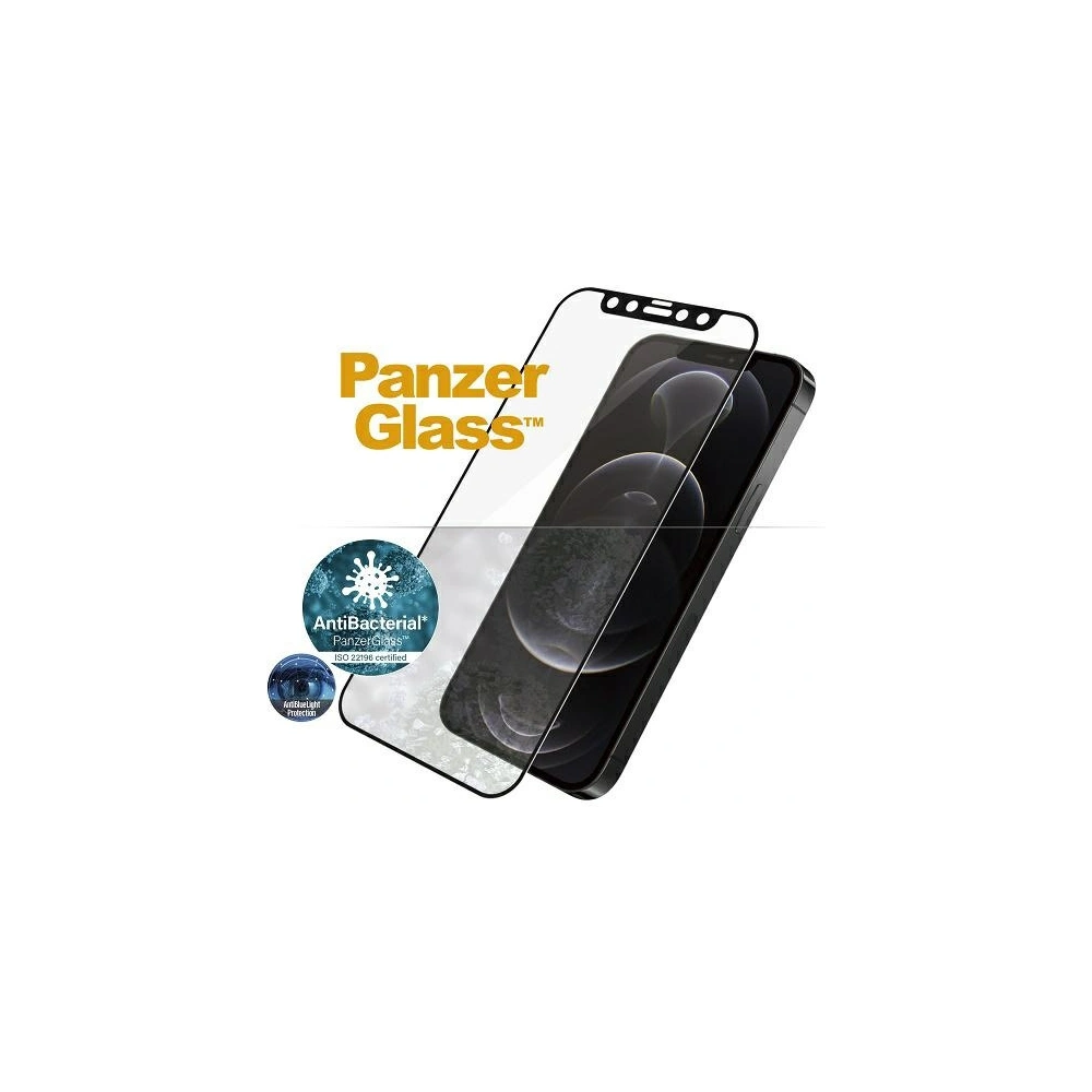 Hurtownia GSM - Szkło hartowane PanzerGlass E2E Anti-Bluelight Apple iPhone 12/12 Pro Case Friendly AntiBacterial Microfracture czarny/black - PZG137 - {ean13} - Hurt
