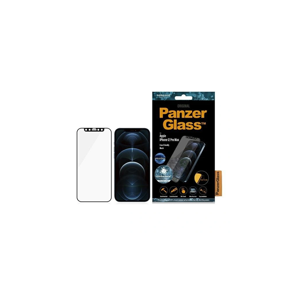 Hurtownia GSM - Gehärtetes Glas PanzerGlass E2E Anti-Bluelight Apple iPhone 12 Pro Max Case Friendly AntiBacterial Mikrofraktur schwarz/black - PZG138 - {ean13} - Hurt