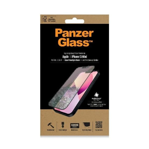 Szkło hartowane PanzerGlass E2E Anti-Bluelight Apple iPhone 13 mini Case Friendly AntiBacterial MicroFracture czarny/black Pro2756