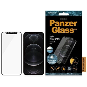 Szkło hartowane PanzerGlass E2E Anti-Glare Apple iPhone 12/12 Pro Case Friendly AntiBacterial Microfracture czarny/black