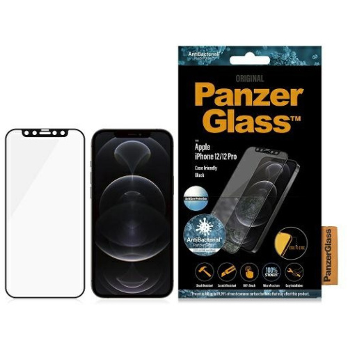 Hurtownia PanzerGlass - 5711724027208 - PZG141 - Szkło hartowane PanzerGlass E2E Anti-Glare Apple iPhone 12/12 Pro Case Friendly AntiBacterial Microfracture czarny/black - B2B homescreen