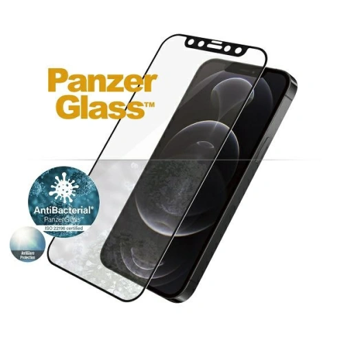 Szkło hartowane PanzerGlass E2E Anti-Glare Apple iPhone 12/12 Pro Case Friendly AntiBacterial Microfracture czarny/black