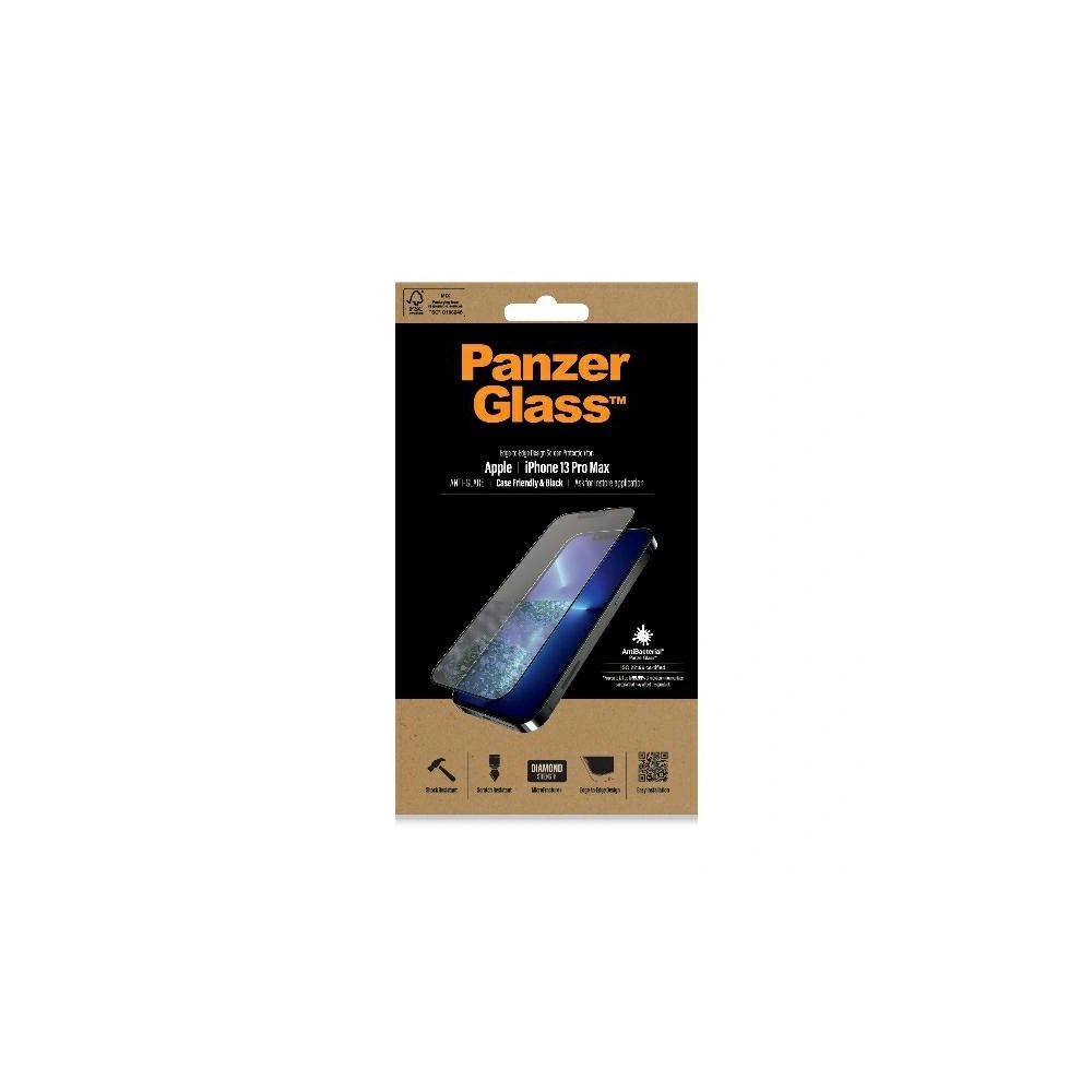 Hurtownia GSM - Zesílené sklo PanzerGlass E2E Anti-Glare Apple iPhone 13 Pro Max Case Friendly AntiBacterial MicroFracture černé/black Pro2755 - PZG145 - {ean13} - Hurt