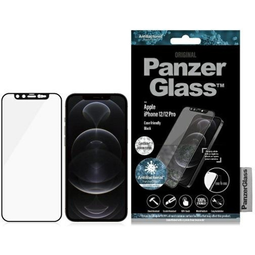 Hurtownia PanzerGlass - 5711724027178 - PZG147 - Szkło hartowane PanzerGlass E2E Microfracture Apple iPhone 12/12 Pro CamSlider Swarovsky Case Friendly AntiBacterial czarny/black - B2B homescreen