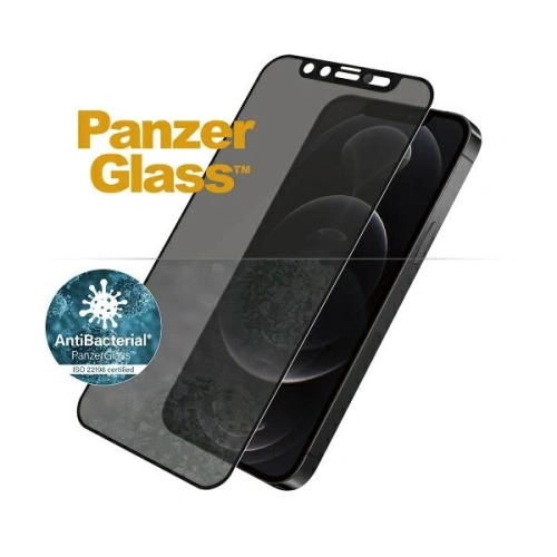 Szkło hartowane PanzerGlass E2E Microfracture Apple iPhone 12/12 Pro Case Friendly CamSlider Privacy Antibacterial czarny/black