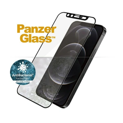 Szkło hartowane PanzerGlass E2E Microfracture Apple iPhone 12/12 Pro CamSlider Case Friendly AntiBacterial czarny/black