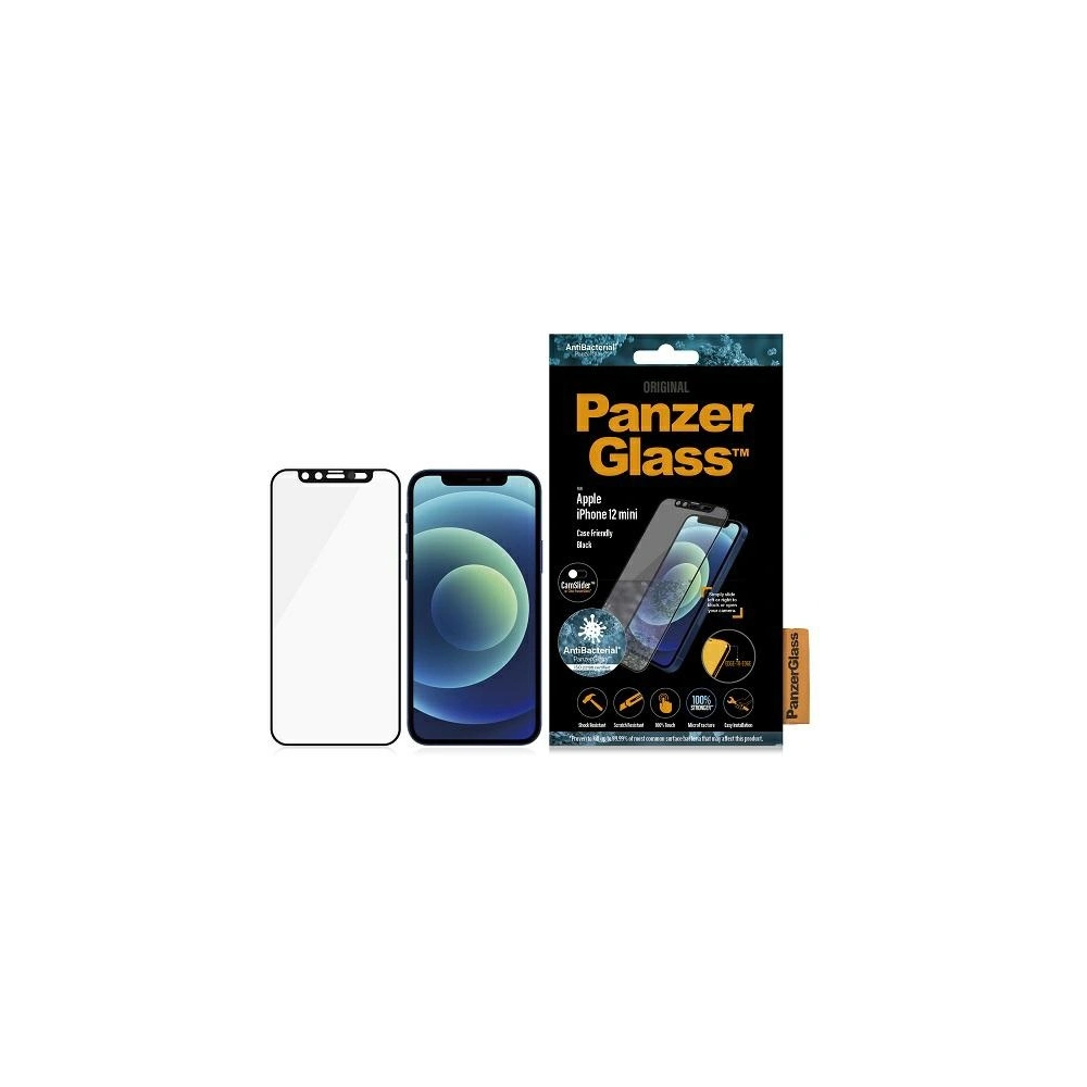Hurtownia GSM - Gehärtetes Glas PanzerGlass E2E Mikroriss Apple iPhone 12 mini CamSlider Case Friendly Antibakteriell schwarz/black - PZG150 - {ean13} - Hurt