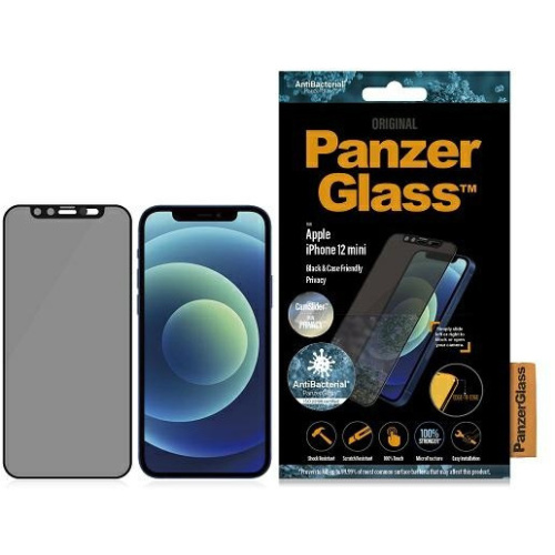 PanzerGlass Distributor - 5711724127137 - PZG152 - PanzerGlass E2E Microfracture Apple iPhone 12 mini Case Friendly CamSlider Privacy Antibacterial black - B2B homescreen