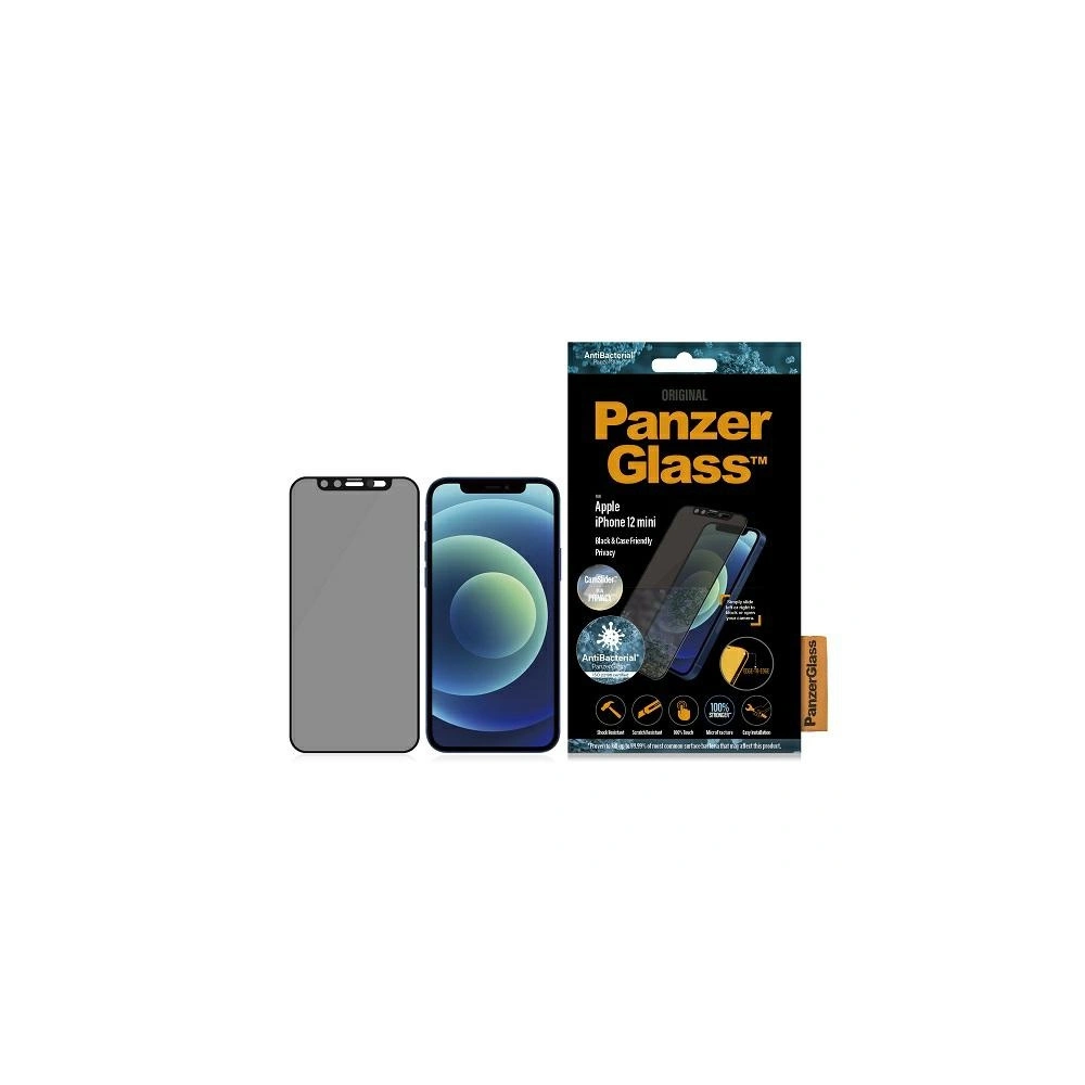 Hurtownia GSM - Gehärtetes Glas PanzerGlass E2E Mikroriss Apple iPhone 12 mini Case Friendly CamSlider Privacy Antibakteriell schwarz/black - PZG152 - {ean13} - Hurt