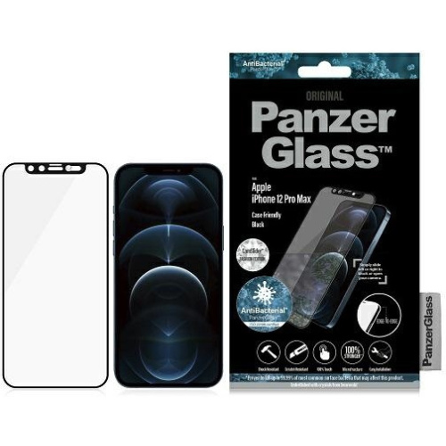 PanzerGlass Distributor - 5711724027185 - PZG153 - PanzerGlass E2E Microfracture Apple iPhone 12 Pro Max CamSlider Swarovsky Case Friendly AntiBacterial black - B2B homescreen