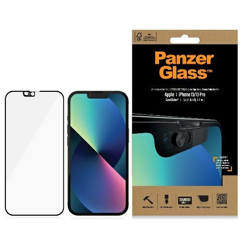 Hurtownia PanzerGlass - 5711724027482 - PZG156 - Szkło hartowane PanzerGlass E2E Microfracture Apple iPhone 13/13 Pro CamSlider Case Friendly AntiBacterial czarny/black 2748 - B2B homescreen