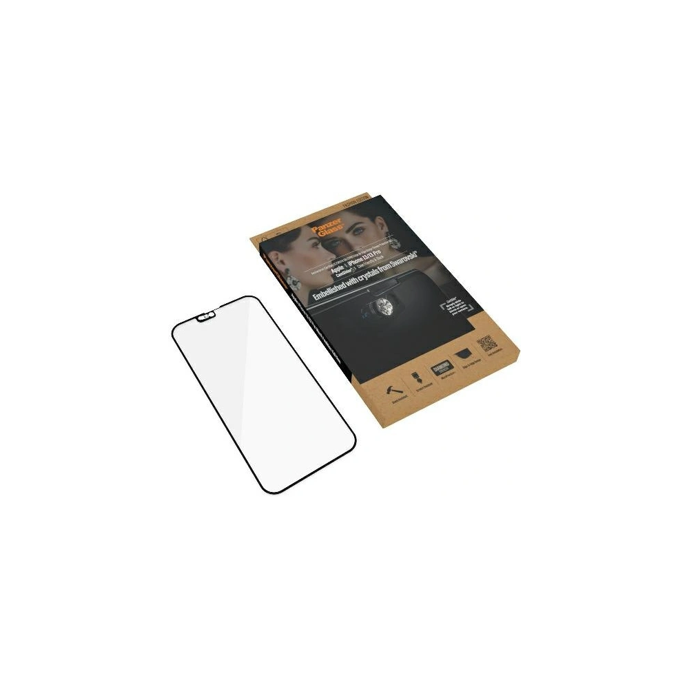 Hurtownia GSM - Edzett üveg PanzerGlass E2E Mikrotörés Apple iPhone 16e / 14 / 13 / 13 Pro CamSlider Swarovsky Case Friendly Antibakteriális fekete/black 2751 - PZG157 - {ean13} - Hurt