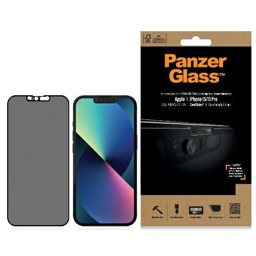 PanzerGlass Distributor - 5711724127489 - PZG159 - PanzerGlass E2E Microfracture Apple iPhone 13/13 Pro Case Friendly CamSlider Privacy Antibacterial black P2748 - B2B homescreen