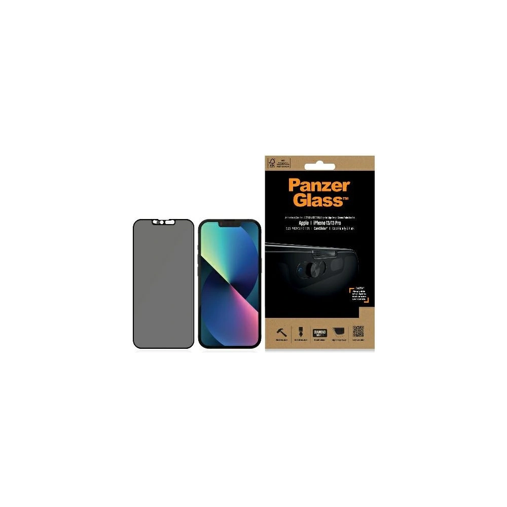 Hurtownia GSM - Sticlă securizată PanzerGlass E2E Microfracture Apple iPhone 16e / 14 / 13 / 13 Pro Case Friendly CamSlider Privacy Antibacterial negru/black P2748 - PZG159 - {ean13} - Hurt
