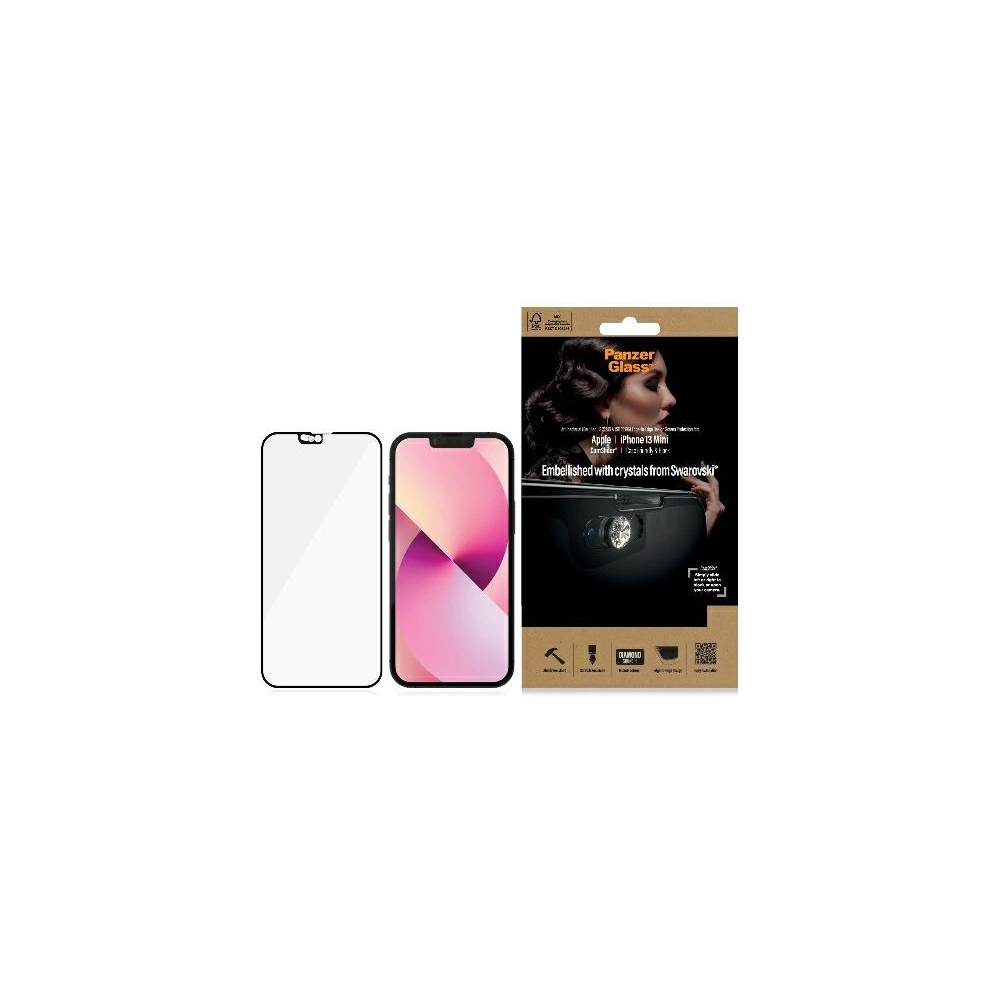 Hurtownia GSM - Tvrzené sklo PanzerGlass E2E Microfracture Apple iPhone 13 mini CamSlider Swarovsky Case Friendly AntiBacterial černý/black 2750 - PZG161 - {ean13} - Hurt