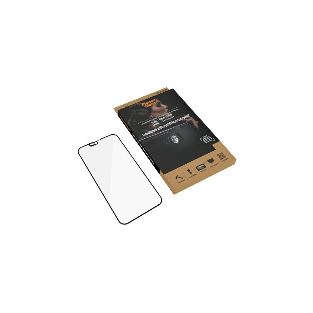 Hurtownia GSM - Tvrzené sklo PanzerGlass E2E Microfracture Apple iPhone 13 mini CamSlider Swarovsky Case Friendly AntiBacterial černý/black 2750 - PZG161 - {ean13} - Hurt