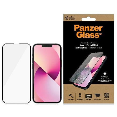 Hurtownia PanzerGlass - 5711724827440 - PZG162 - Szkło hartowane PanzerGlass E2E Microfracture Apple iPhone 13 mini Case Friendly AntiBacterial czarny/black Pro2744 - B2B homescreen
