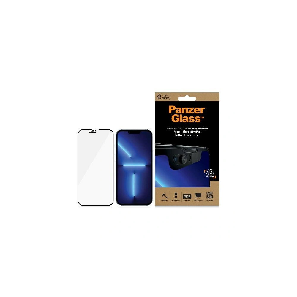 Hurtownia GSM - Tvrzené sklo PanzerGlass E2E Microfracture Apple iPhone 13 Pro Max CamSlider Case Friendly AntiBacterial černé/black 2749 - PZG163 - {ean13} - Hurt