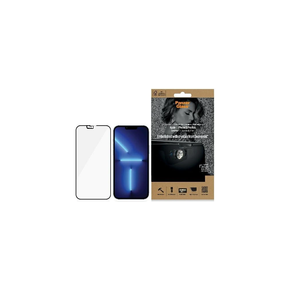 Hurtownia GSM - Tvrzené sklo PanzerGlass E2E Microfracture Apple iPhone 13 Pro Max CamSlider Swarovsky Case Friendly AntiBacterial černý/black 2752 - PZG164 - {ean13} - Hurt