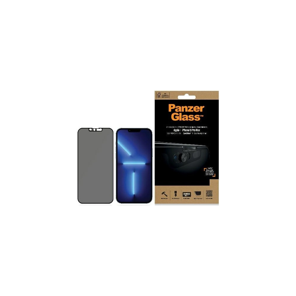 Hurtownia GSM - Gehärtetes Glas PanzerGlass E2E Mikrofraktur Apple iPhone 13 Pro Max Case Friendly CamSlider Privacy Antibakteriell schwarz/black P2749 - PZG166 - {ean13} - Hurt