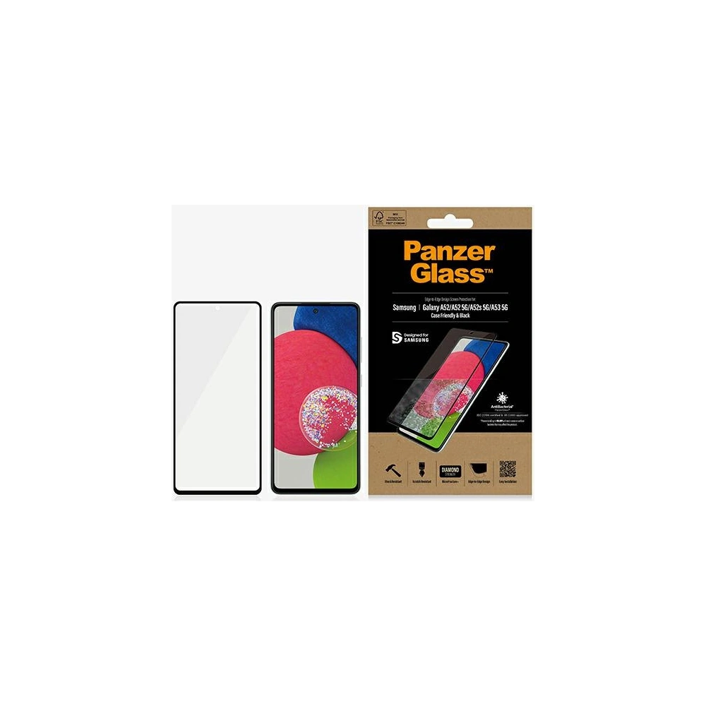 Hurtownia GSM - Tvrzené sklo PanzerGlass E2E Microfracture Samsung Galaxy A52/A53 5G Case Friendly AntiBacterial černé/black - PZG168 - {ean13} - Hurt