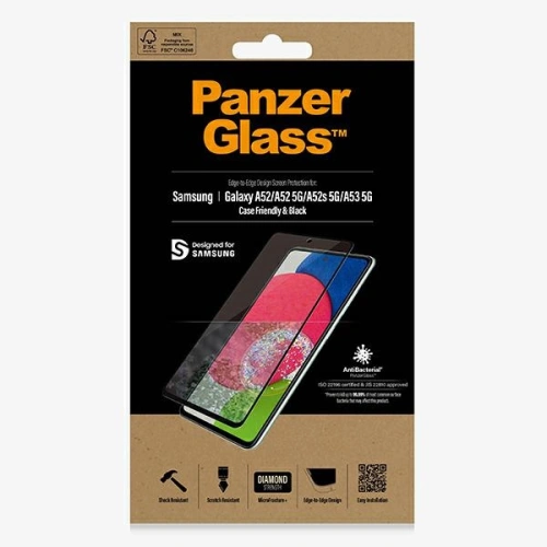 Szkło hartowane PanzerGlass E2E Microfracture Samsung Galaxy A52/A53 5G Case Friendly AntiBacterial czarny/black