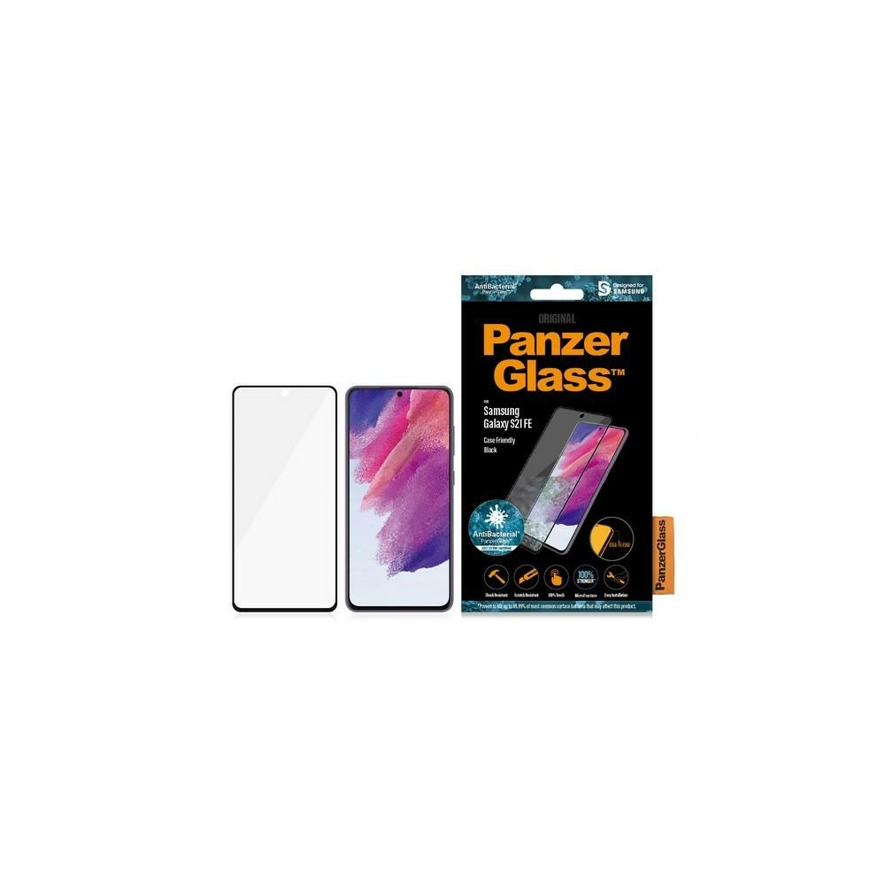 Hurtownia GSM - Sticlă securizată PanzerGlass E2E Microfracture Samsung Galaxy S21 FE Case Friendly Finger Print AntiBacterial negru/black 7275 - PZG172 - {ean13} - Hurt