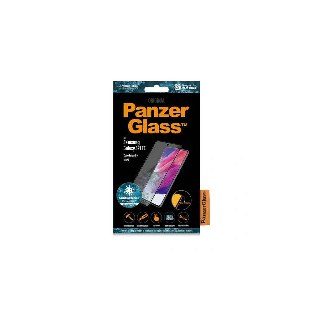 Hurtownia GSM - Sticlă securizată PanzerGlass E2E Microfracture Samsung Galaxy S21 FE Case Friendly Finger Print AntiBacterial negru/black 7275 - PZG172 - {ean13} - Hurt