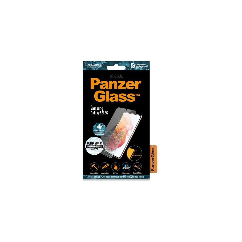Hurtownia GSM - Eingehärtetes Glas PanzerGlass E2E Mikrofraktur Samsung Galaxy S21 Case Friendly Fingerabdruck Antibakteriell schwarz/black - PZG174 - {ean13} - Hurt
