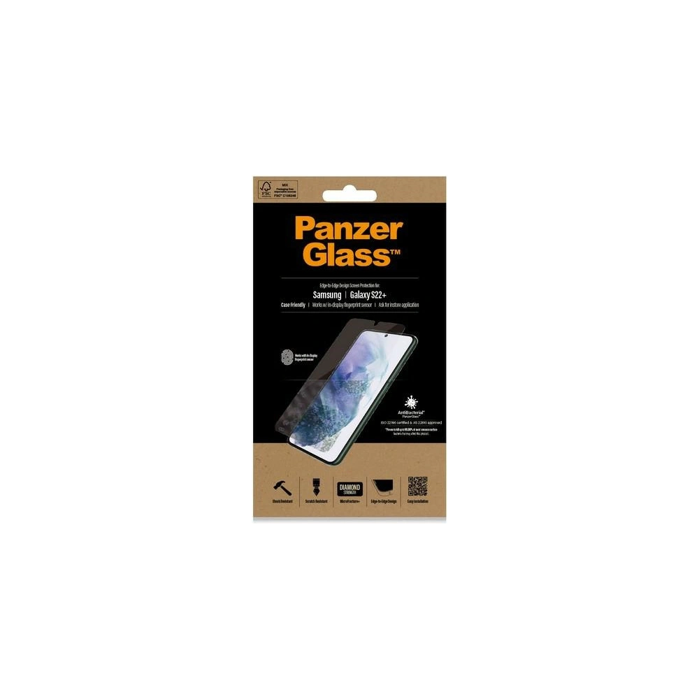 Hurtownia GSM - Tvrzené sklo PanzerGlass E2E Microfracture Samsung Galaxy S22+ Plus Case Friendly AntiBacterial černý/black 7294 - PZG175 - {ean13} - Hurt