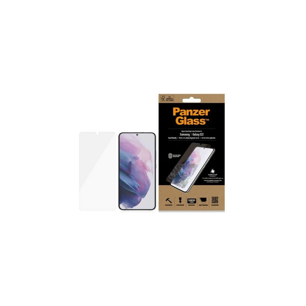 Hurtownia GSM - Edzett üveg PanzerGlass E2E Mikrotörés Samsung Galaxy S22 Case Friendly Antibakteriális fekete/black 7293 - PZG176 - {ean13} - Hurt