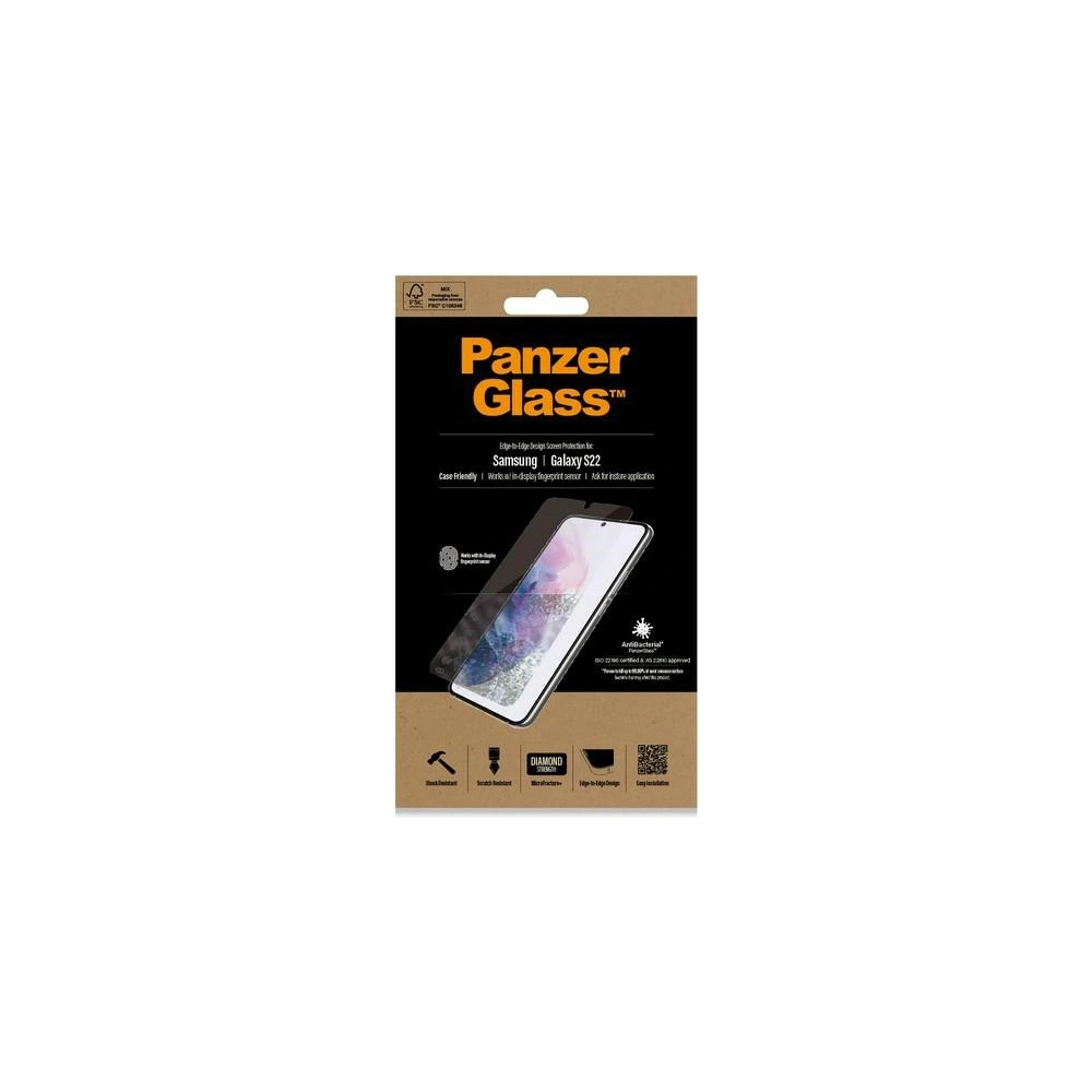Hurtownia GSM - Edzett üveg PanzerGlass E2E Mikrotörés Samsung Galaxy S22 Case Friendly Antibakteriális fekete/black 7293 - PZG176 - {ean13} - Hurt