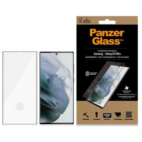 Hurtownia PanzerGlass - 5711724072956 - PZG177 - Szkło hartowane PanzerGlass E2E Microfracture Samsung Galaxy S22 Ultra Case Friendly AntiBacterial czarny/black 7295 - B2B homescreen