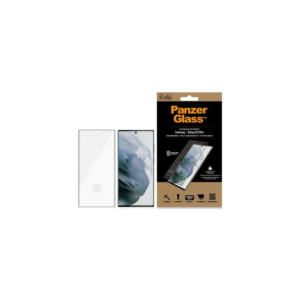 Hurtownia GSM - Zesílené sklo PanzerGlass E2E Microfracture Samsung Galaxy S22 Ultra Case Friendly AntiBacterial černé/black 7295 - PZG177 - {ean13} - Hurt