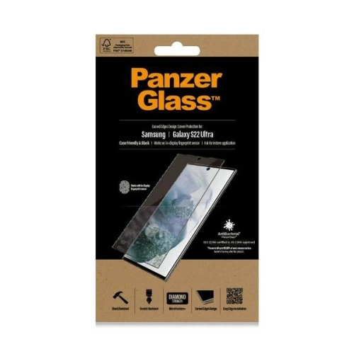 Szkło hartowane PanzerGlass E2E Microfracture Samsung Galaxy S22 Ultra Case Friendly AntiBacterial czarny/black 7295