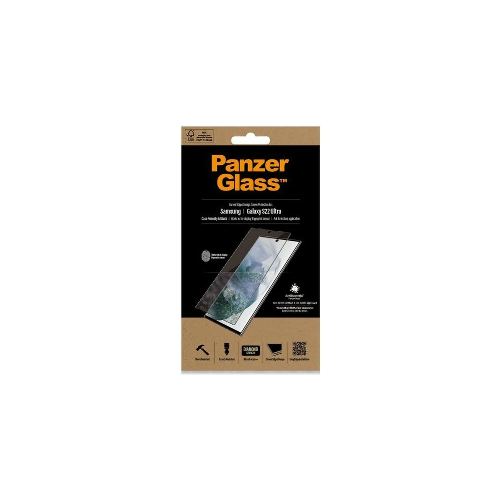 Hurtownia GSM - Zesílené sklo PanzerGlass E2E Microfracture Samsung Galaxy S22 Ultra Case Friendly AntiBacterial černé/black 7295 - PZG177 - {ean13} - Hurt