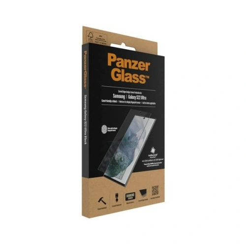 Szkło hartowane PanzerGlass E2E Microfracture Samsung Galaxy S22 Ultra Case Friendly AntiBacterial czarny/black 7295