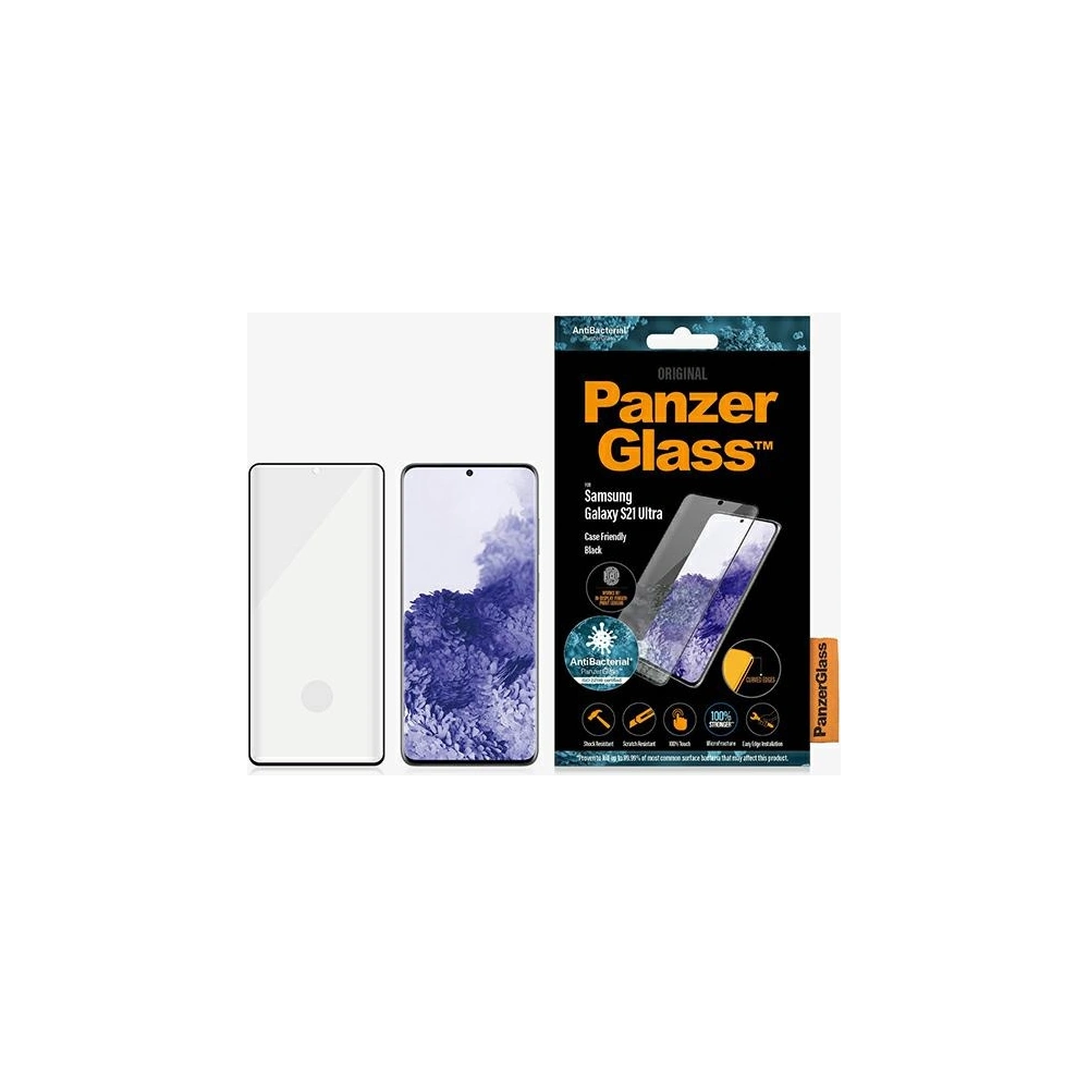 Hurtownia GSM - Gehärtetes Glas PanzerGlass E2E Mikrofraktur Samsung Galaxy S21 Ultra Case Friendly Fingerabdruck AntiBakteriell schwarz/black - PZG178 - {ean13} - Hurt