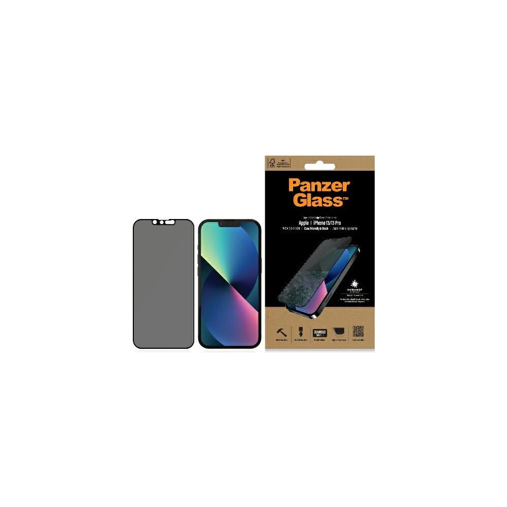 Hurtownia GSM - Szkło prywatyzujące PanzerGlass E2E Privacy Apple iPhone 16e / 14 / 13 / 13 Pro Case Friendly Microfracture AntiBacterial czarny/black ProP2745 - PZG180 - {ean13} - Hurt