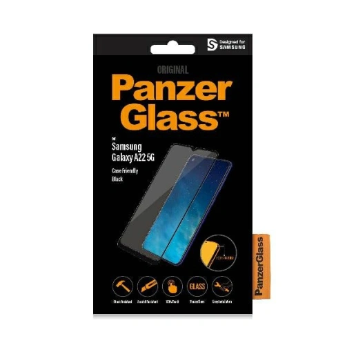 Szkło hartowane PanzerGlass E2E Regular Samsung Galaxy A22 5G Case Friendly czarny/black