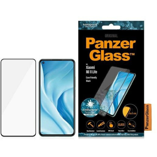 Hurtownia PanzerGlass - 5711724080425 - PZG198 - Szkło hartowane PanzerGlass E2E Regular Xiaomi Mi 11 Lite 5G Case Friendly Antibacterial czarny/black - B2B homescreen