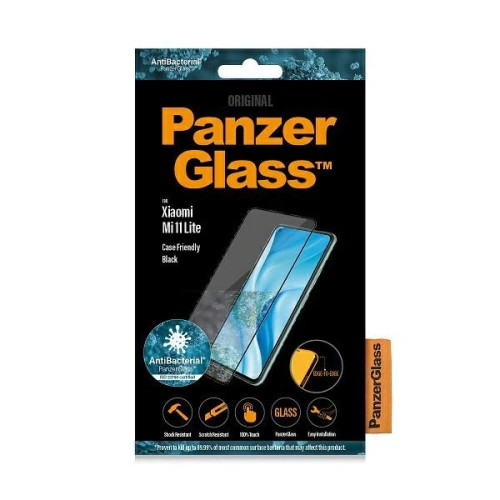Szkło hartowane PanzerGlass E2E Regular Xiaomi Mi 11 Lite 5G Case Friendly Antibacterial czarny/black