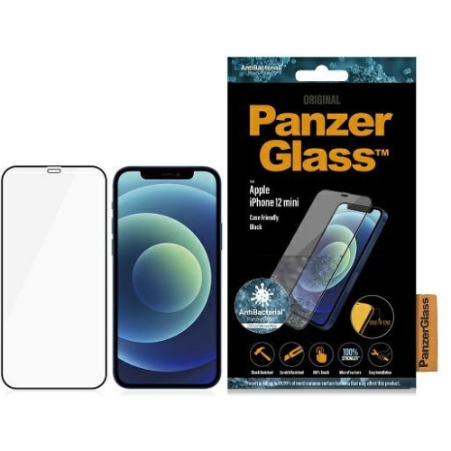 Hurtownia PanzerGlass - 5711724027109 - PZG214 - Szkło hartowane PanzerGlass E2E Super+ Apple iPhone 12 mini Case Friendly AntiBacterial MicroFracture czarny/black - B2B homescreen