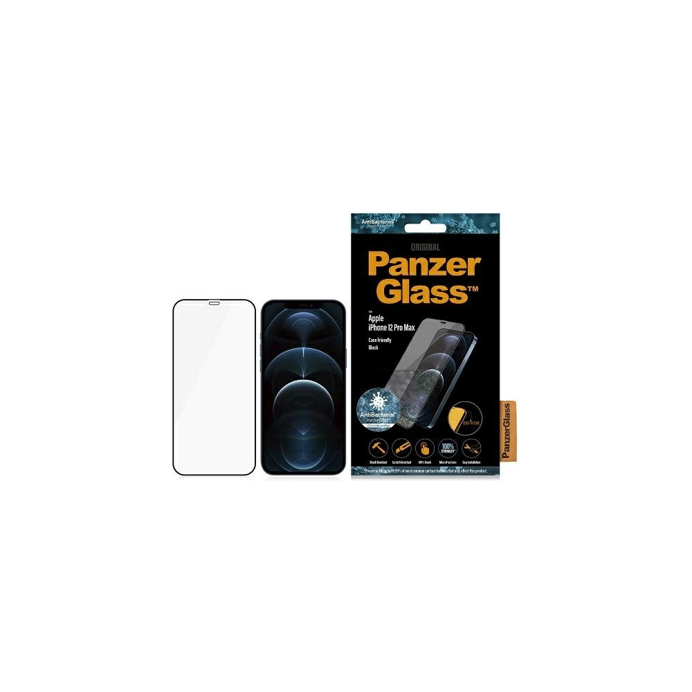 Hurtownia GSM - Szkło hartowane PanzerGlass E2E Super+ Apple iPhone 12 Pro Max Case Friendly AntiBacterial Microfracture czarny/black - PZG216 - {ean13} - Hurt