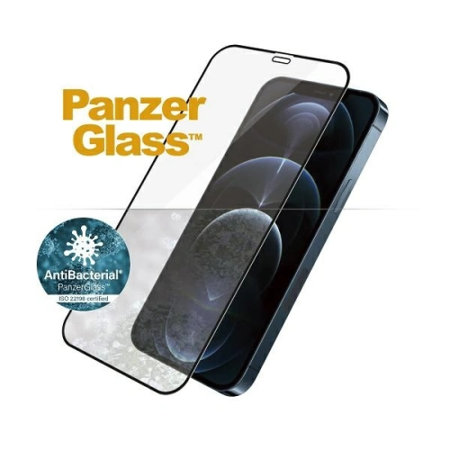 Szkło hartowane PanzerGlass E2E Super+ Apple iPhone 12 Pro Max Case Friendly AntiBacterial Microfracture czarny/black