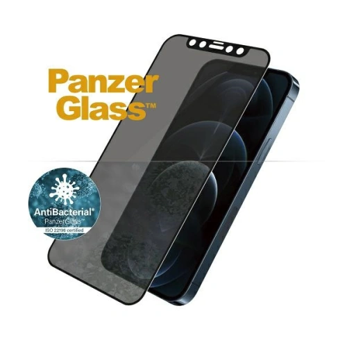 Szkło hartowane PanzerGlass E2E Super+ Apple iPhone 12 Pro Max Case Friendly AntiBacterial Microfracture Privacy czarny/black