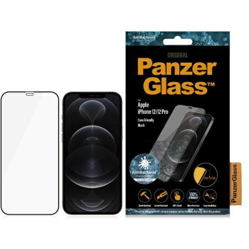 Hurtownia PanzerGlass - 5711724027116 - PZG218 - Szkło hartowane PanzerGlass E2E Super+ Apple iPhone 12/12 Pro Case Friendly AntiBacterial MicroFracture czarny/black - B2B homescreen
