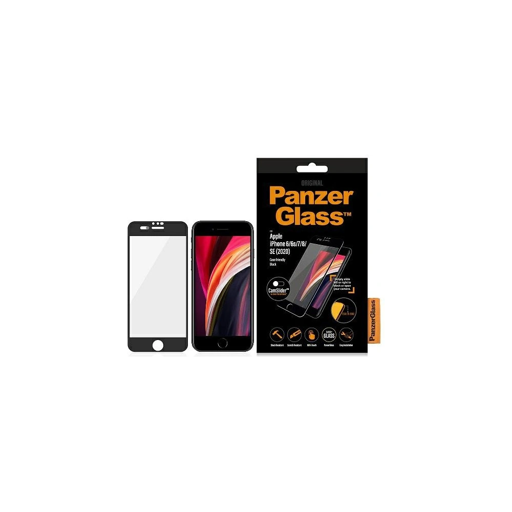 Hurtownia GSM - Gehärtetes Glas PanzerGlass E2E Super+ Apple iPhone SE 2022/SE 2020/8/7 Case Friendly CamSlider schwarz/black - PZG220 - {ean13} - Hurt
