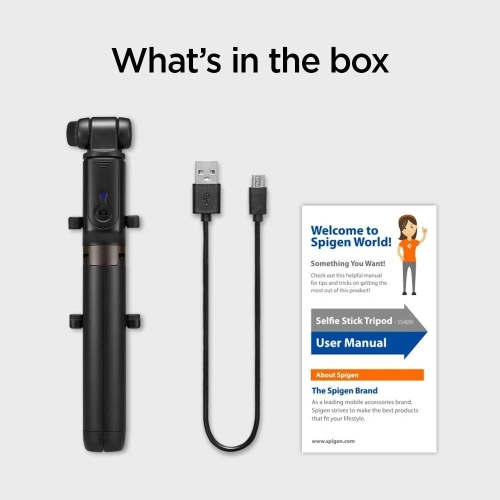 Spigen S540W Wireless Selfie Stick Tripod Black